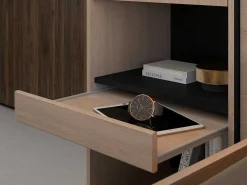 Bedkast Met Opbergruimte - Met Ledverlichting - L265 Cm - Kleur: Naturel En Zwart - Velona-Vente-unique Online