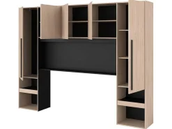 Bedkast Met Opbergruimte - Met Ledverlichting - L265 Cm - Kleur: Naturel En Zwart - Velona-Vente-unique Online