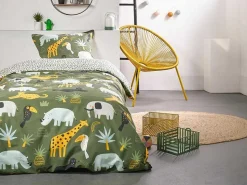 Bedlinnen Voor Kinderen Met Dieren Van De Savanne In Katoen Met 57 Draden/Cm - Dekbedovertrek 140 X 200 Cm + 1 Kussensloop - Veelkleurig - Zolika-OZAIA Discount