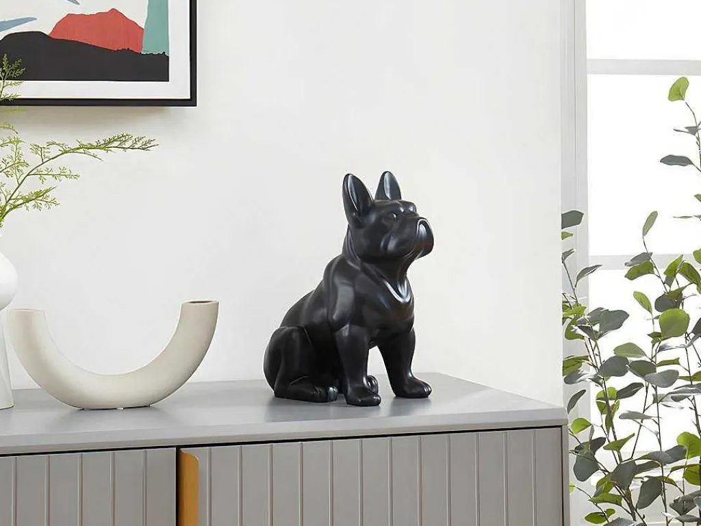 Beeld Van Franse Bulldog - Hars - L. 27 X B. 16 X H. 32 Cm - Mat Zwart - Doggo-OZAIA New