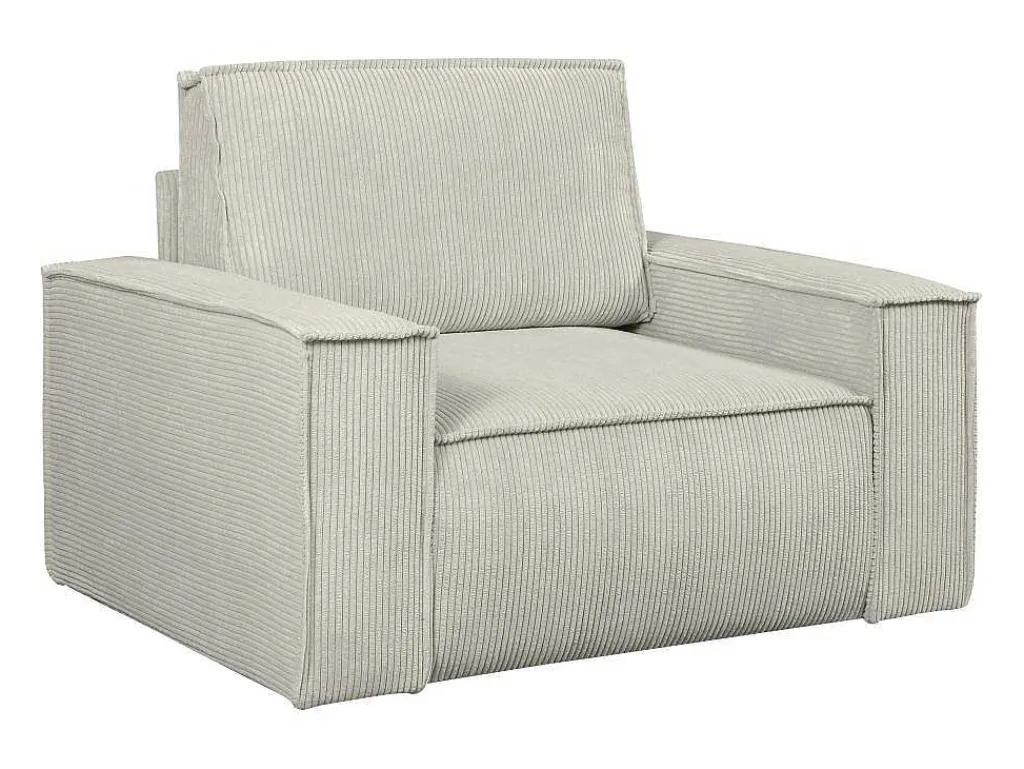 Beige Fauteuil Van Ribfluweel Amelia-Vente-unique Hot