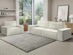 Beige Fauteuil Van Ribfluweel Amelia-Vente-unique Hot
