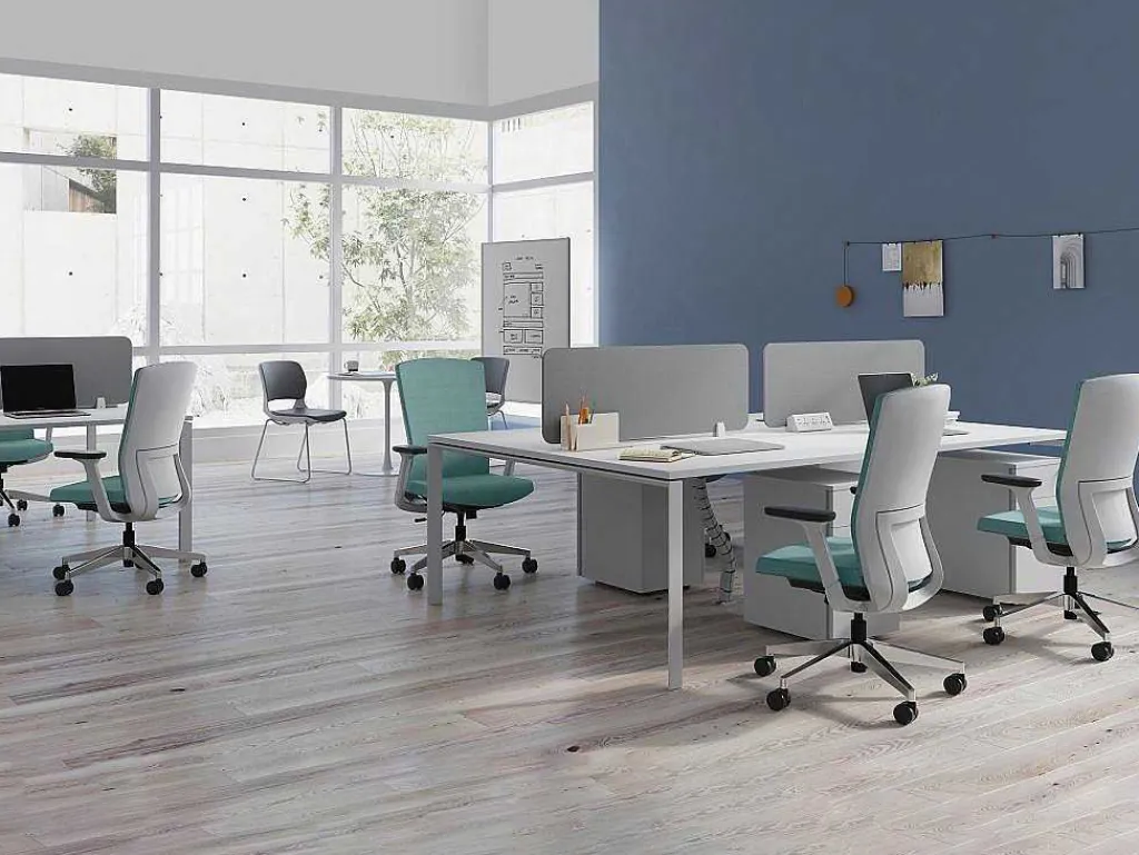 Benchbureau Voor 4 Personen - Wit - L120 Cm - Met Afscheidingen - Downtown-Workēa Outlet