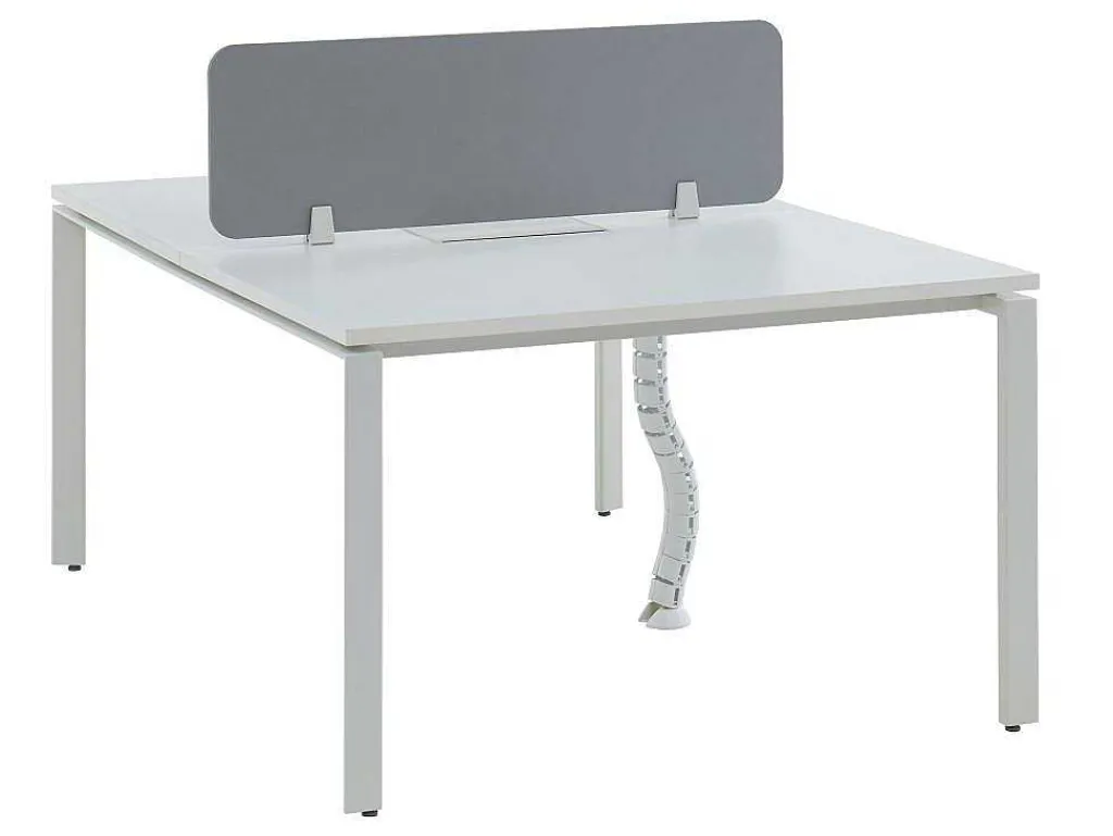 Benchbureau Voor 2 Personen - Wit - L120 Cm - Met Afscheiding - Downtown-Workēa Outlet