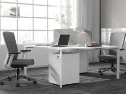 Benchbureau Voor 2 Personen - Wit - L140 Cm - Met Afscheiding - Downtown-Workēa Outlet