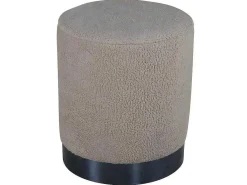 Benji Poef, Hocker O35Cm Teddystof Beige, Zwart.-Venture Home