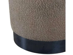Benji Poef, Hocker O35Cm Teddystof Beige, Zwart.-Venture Home