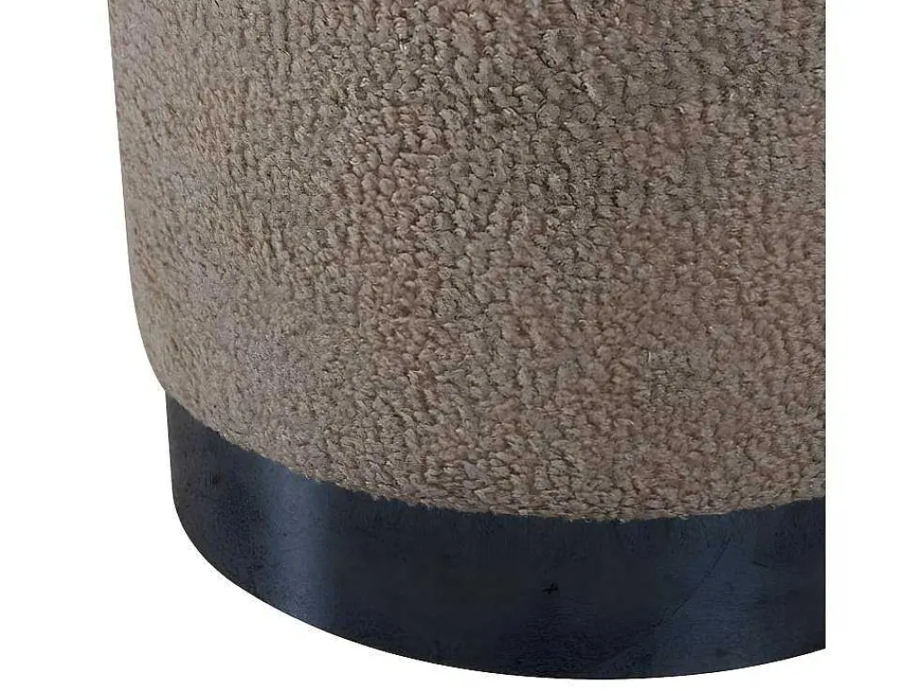 Benji Poef, Hocker O35Cm Teddystof Beige, Zwart.-Venture Home