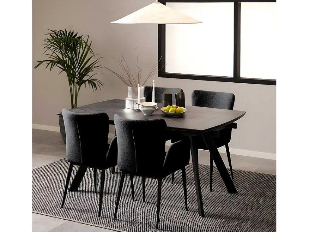 Berry Eetkamertafel 97X160/240Cm Met Extra Plaat Zwart.-Vente-unique New