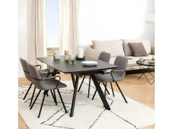 Berry Eetkamertafel 97X160/240Cm Met Extra Plaat Zwart.-Vente-unique New