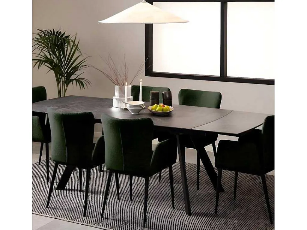 Berry Eetkamertafel 97X160/240Cm Met Extra Plaat Zwart.-Vente-unique New