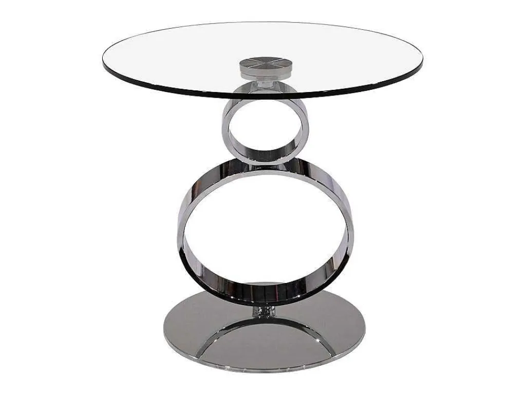 Bijzettafel Joline - Transparant Gehard Glas En Stalen Voet-Maison Céphy Outlet
