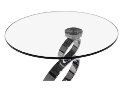 Bijzettafel Joline - Transparant Gehard Glas En Stalen Voet-Maison Céphy Outlet
