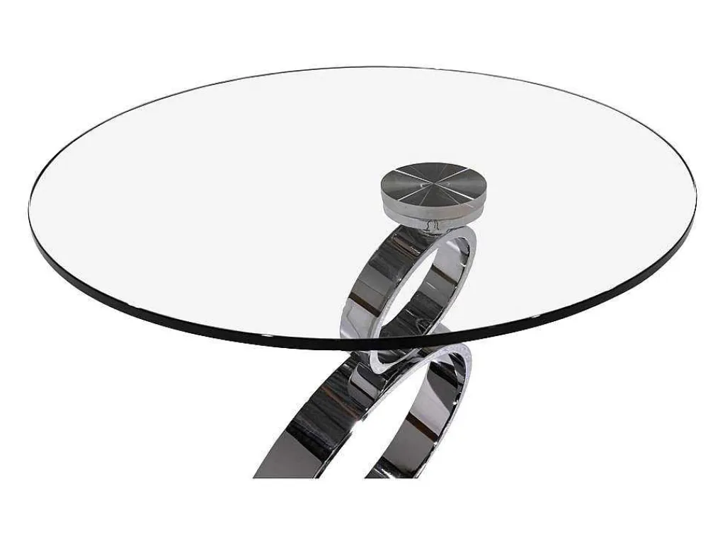Bijzettafel Joline - Transparant Gehard Glas En Stalen Voet-Maison Céphy Outlet