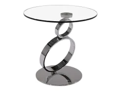 Bijzettafel Joline - Transparant Gehard Glas En Stalen Voet-Maison Céphy Outlet