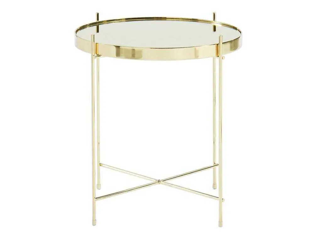 Bijzettafel Marcia - Spiegel En Metaal - Goud-Vente-unique Sale
