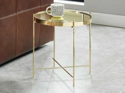 Bijzettafel Marcia - Spiegel En Metaal - Goud-Vente-unique Sale