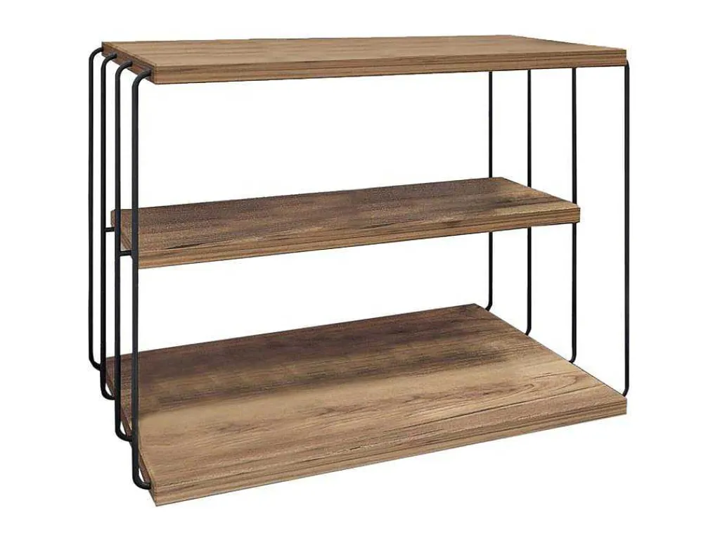 Bijzettafel Met 1 Plank - Licht Naturel En Zwart - Brilena-Vente-unique Outlet