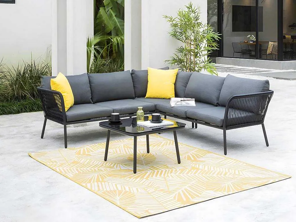 Binnen- Of Buitentapijt Bloemenmotief Curitiba - 150 X 200 Cm - Geel-OZAIA Discount