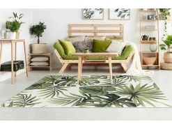 Binnen- Of Buitentapijt Etnische Stijl Bloemenmotief Palmo - 150 X 200 Cm - Groen-OZAIA Online