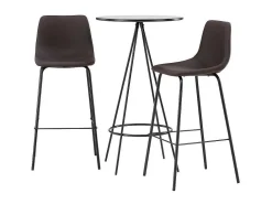 Bistro Barmeubelset Bartafel Zwart En 2 Alexi Barstoelen Bruin.-Vente-unique Discount