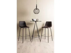 Bistro Barmeubelset Bartafel Zwart En 2 Alexi Barstoelen Bruin.-Vente-unique Discount