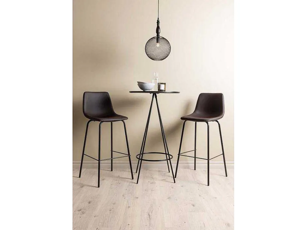 Bistro Barmeubelset Bartafel Zwart En 2 Alexi Barstoelen Bruin.-Vente-unique Discount