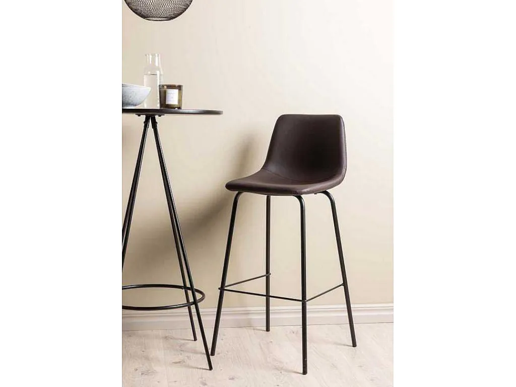 Bistro Barmeubelset Bartafel Zwart En 2 Alexi Barstoelen Bruin.-Vente-unique Discount