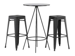 Bistro Barmeubelset Bartafel Zwart En 2 Tempe Barstoelen Zwart.-Vente-unique Discount