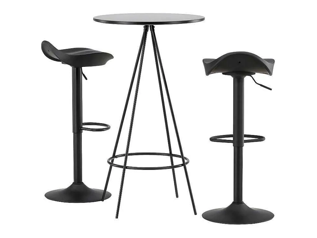 Bistro Barmeubelset Bartafel Zwart En 2 Adesto Barstoelen Zwart.-Vente-unique Hot