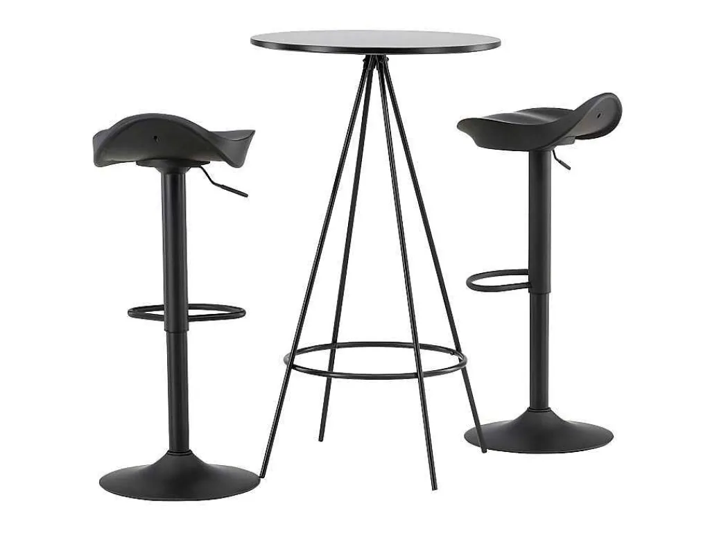 Bistro Barmeubelset Bartafel Zwart En 2 Adesto Barstoelen Zwart.-Vente-unique Hot