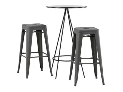 Bistro Barmeubelset Bartafel Zwart En 2 Tempe Barstoelen Dunkergrijs.-Vente-unique Discount