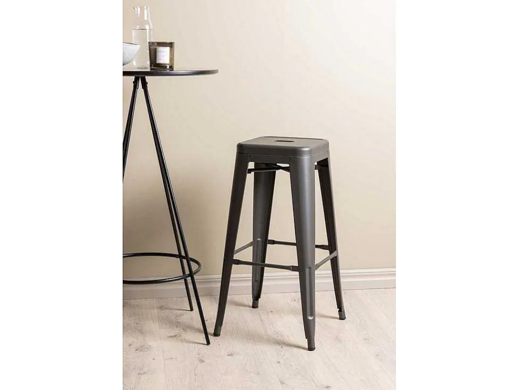 Bistro Barmeubelset Bartafel Zwart En 2 Tempe Barstoelen Dunkergrijs.-Vente-unique Discount