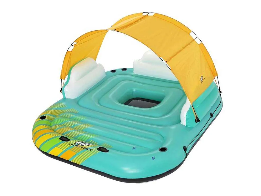 Blauw En Geel Opblaaseiland Met Afneembaar Zonnescherm - 291 X 265 Cm - Sunari Van-Bestway Online