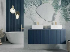 Blauw Hangend Badkamermeubel Met Dubbele Wastafel - 120 Cm - Josepha-Vente-unique Hot