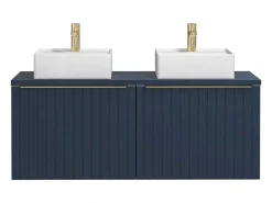 Blauw Hangend Badkamermeubel Met Dubbele Wastafel - 120 Cm - Josepha-Vente-unique Hot