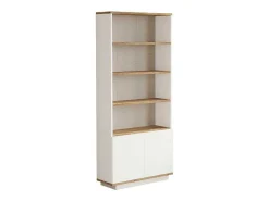 Boekenkast Met 2 Deuren En 4 Nissen - Licht Naturel En Wit - Lotula-Vente-unique Online