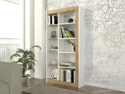 Boekenkast Met 10 Nissen - Licht Naturel En Wit - Silomai-Vente-unique