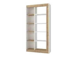 Boekenkast Met 10 Nissen - Licht Naturel En Wit - Silomai-Vente-unique