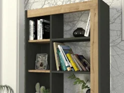 Boekenkast Met 10 Nissen - Naturel En Antraciet - Silomai-Vente-unique Best