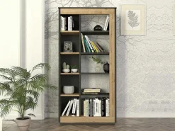 Boekenkast Met 10 Nissen - Naturel En Antraciet - Silomai-Vente-unique Best