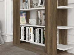 Boekenkast Met 5 Planken - Naturel En Wit - Zoryn-Vente-unique New