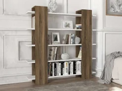 Boekenkast Met 5 Planken - Naturel En Wit - Zoryn-Vente-unique New