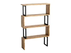 Boekenkast Met 3 Planken Van Metaal - Licht Naturel En Zwart - Roveni-Vente-unique Clearance