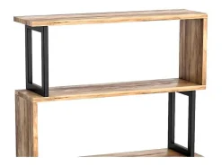 Boekenkast Met 3 Planken Van Metaal - Licht Naturel En Zwart - Roveni-Vente-unique Clearance