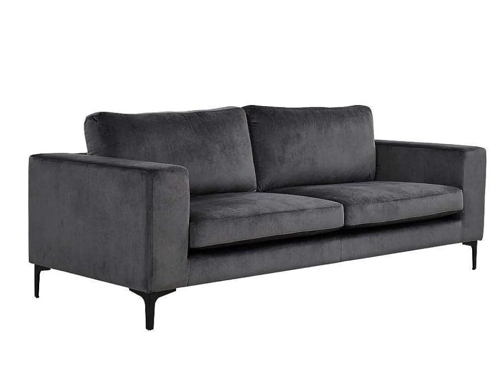Bolero Bank 3 Persoons Velours Grijs.-Vente-unique Hot