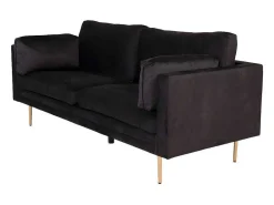 Boom Bank 3 Persoons Velours Zwart.-Vente-unique Outlet