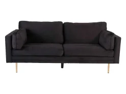 Boom Bank 3 Persoons Velours Zwart.-Vente-unique Outlet