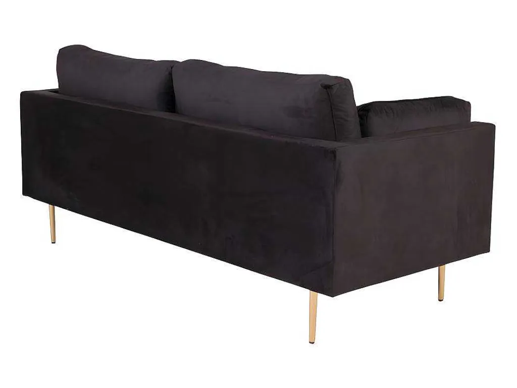 Boom Bank 3 Persoons Velours Zwart.-Vente-unique Outlet