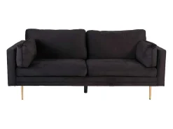 Boom Bank 3 Persoons Velours Zwart.-Vente-unique Outlet